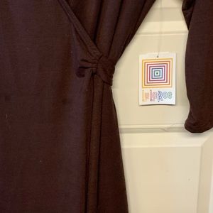 LuluRoe Michelle WrP Dress in Chocolate Brown